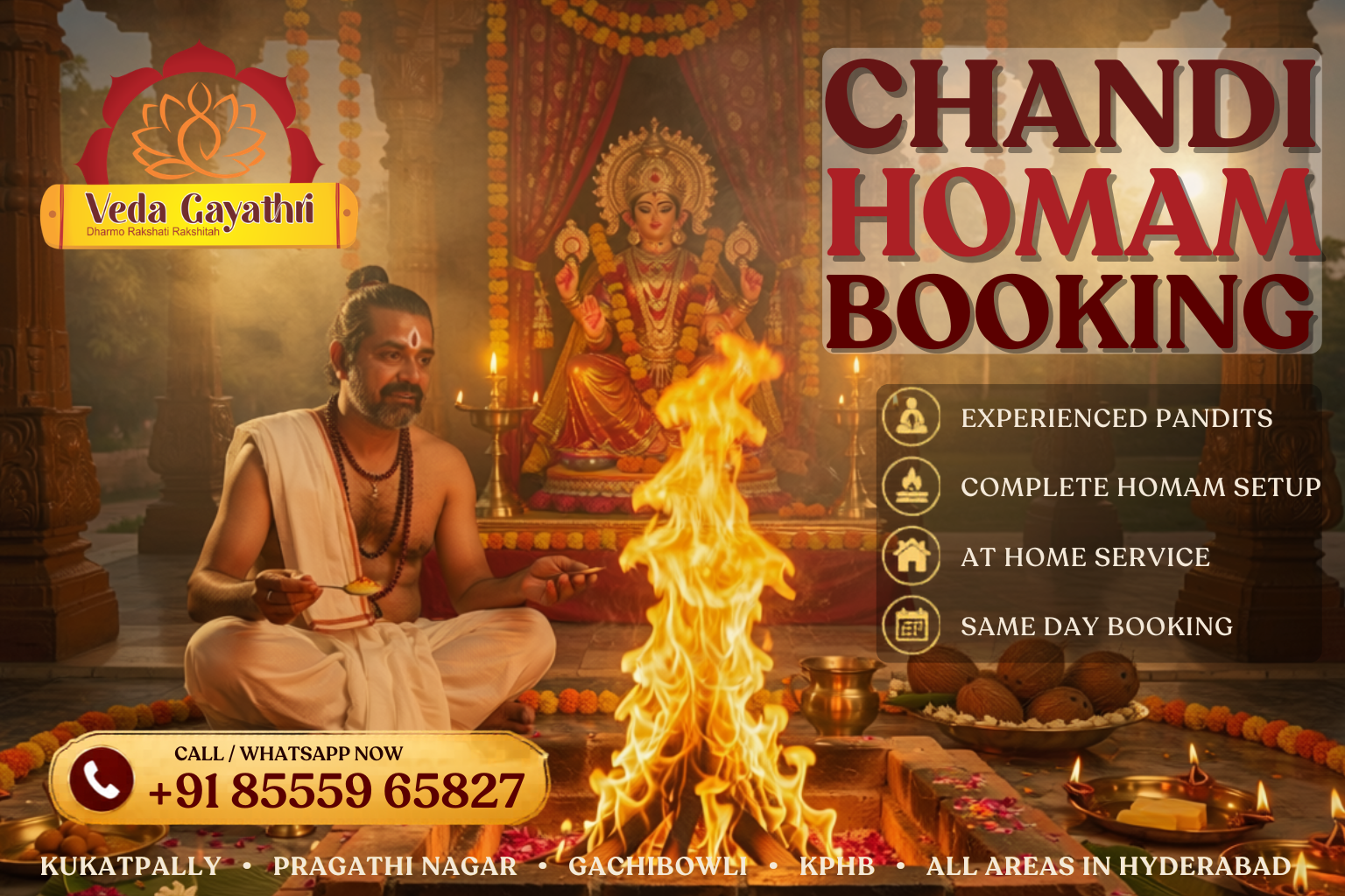 Chandi Homam Booking in Hyderabad - Veda Gayathri