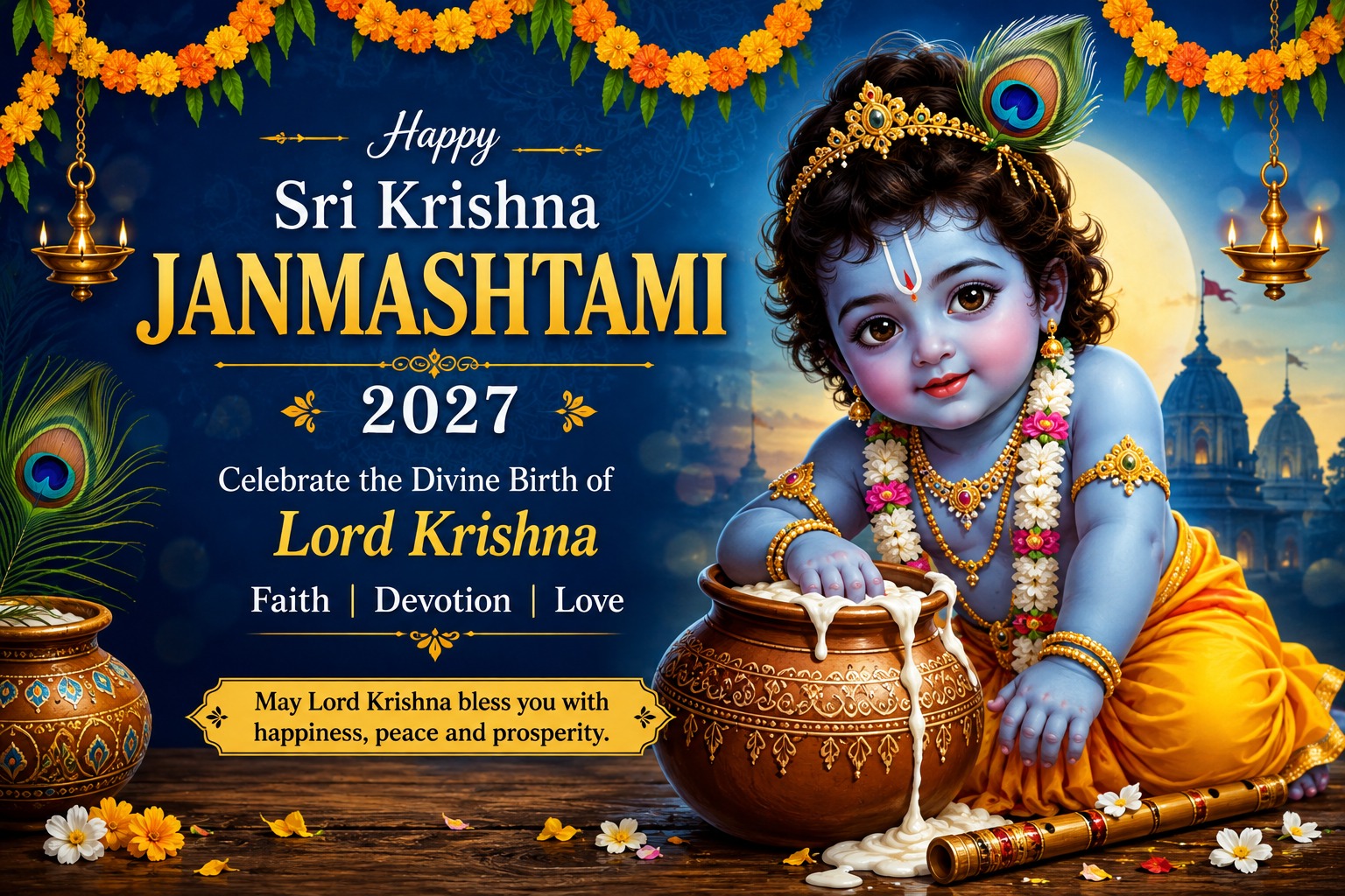 Sri Krishna Janmashtami 2027 celebration with Lord Krishna