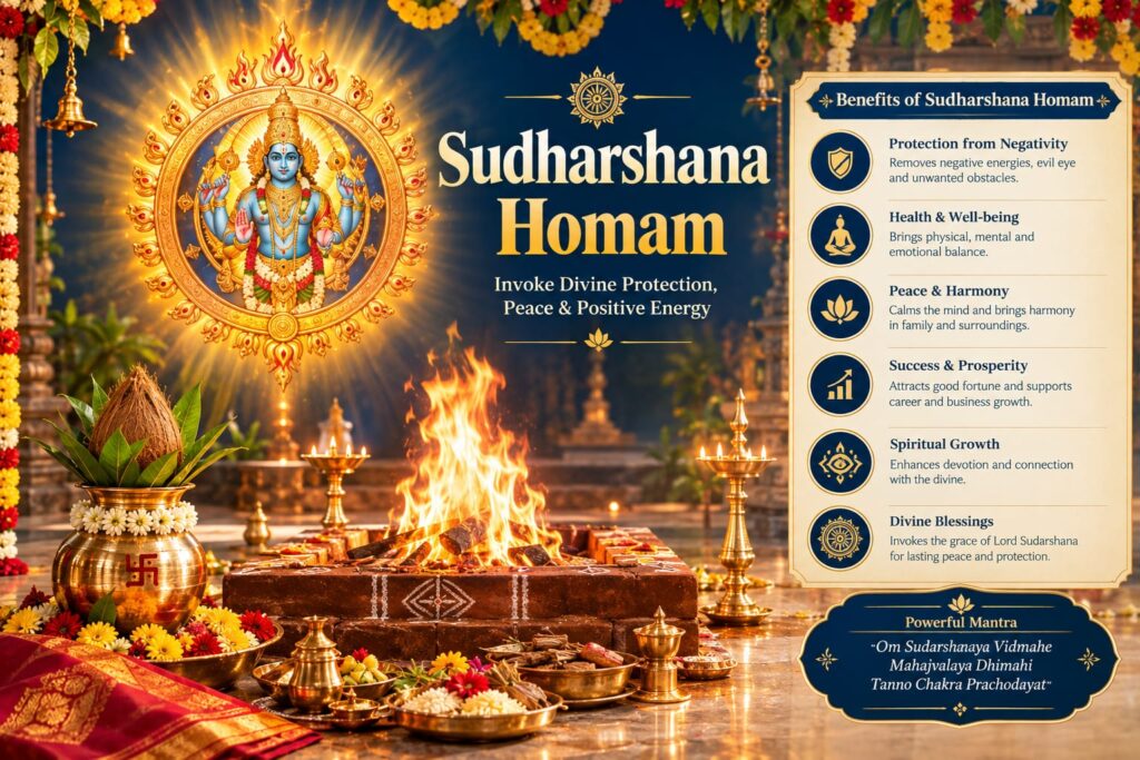 Sudarshana Homam performed with sacred fire and traditional Hindu rituals