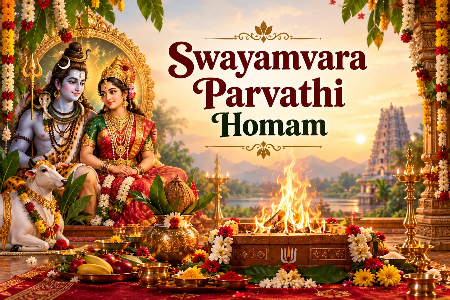 Swayamvara Parvathi Homam ceremony with traditional Hindu rituals