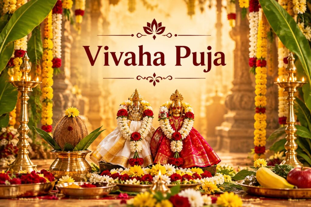 Vivaha Puja ceremony with traditional Hindu wedding rituals