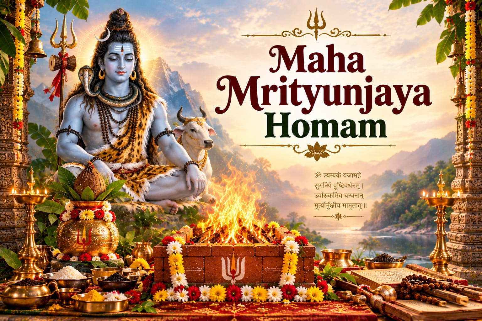 Maha Mrityunjaya Homam ritual performed for protection, healing, longevity, and spiritual well-being
