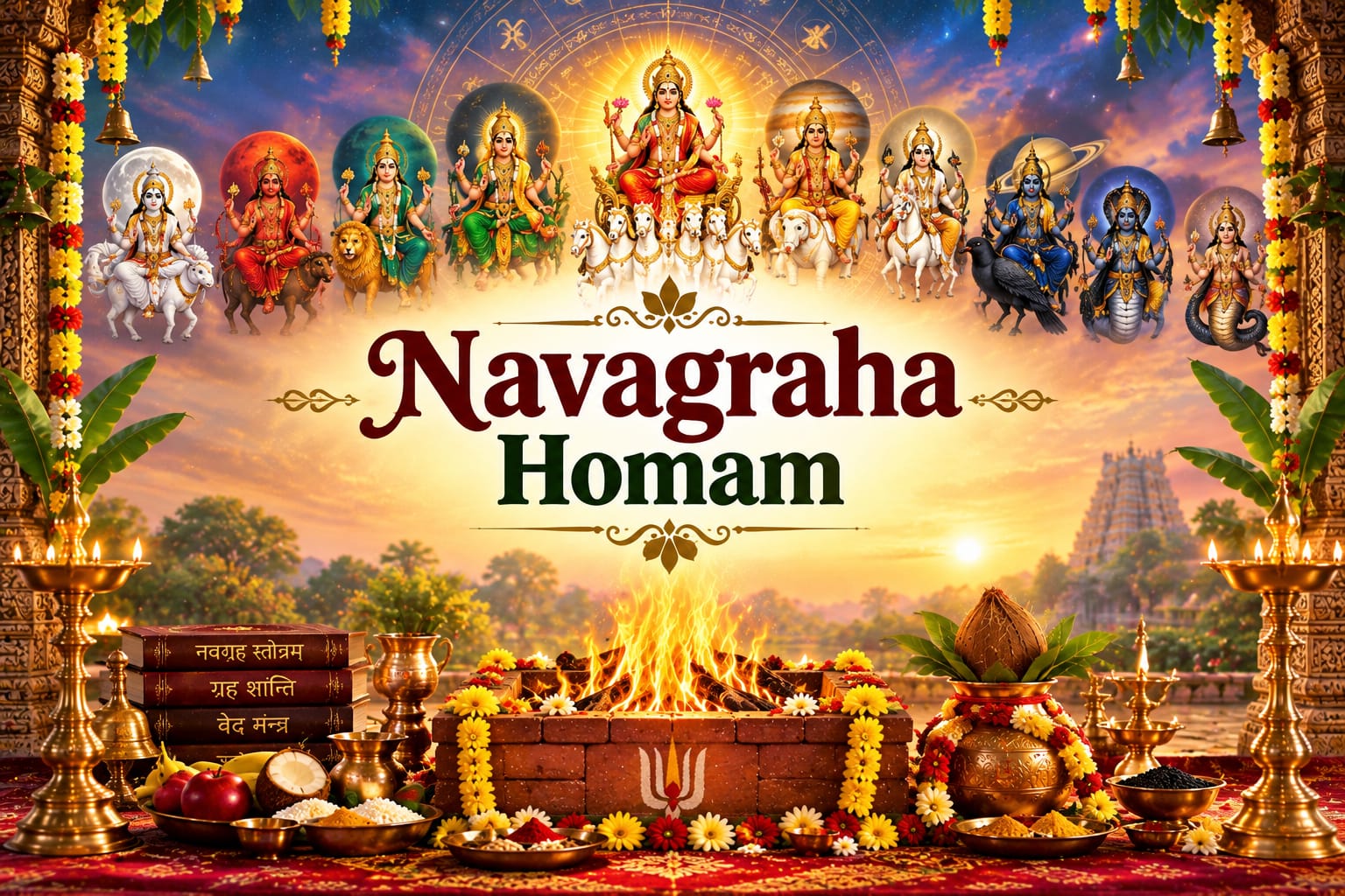 Navagraha Homam ritual performed to seek the blessings of the nine planetary deities